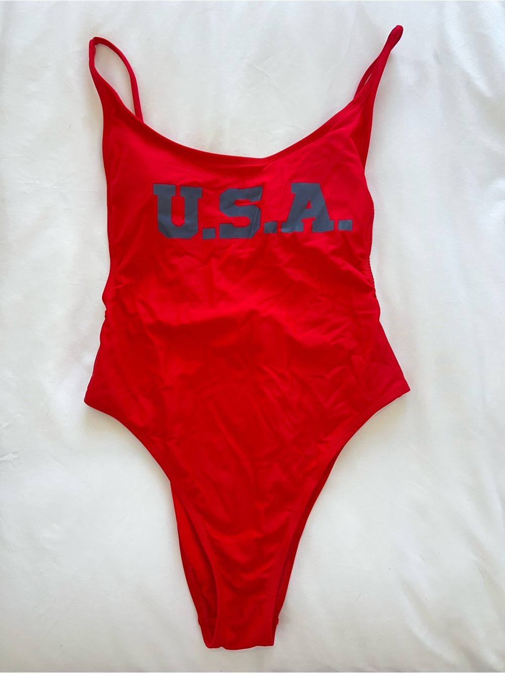 Red One-Piece Swimsuit with USA Logo